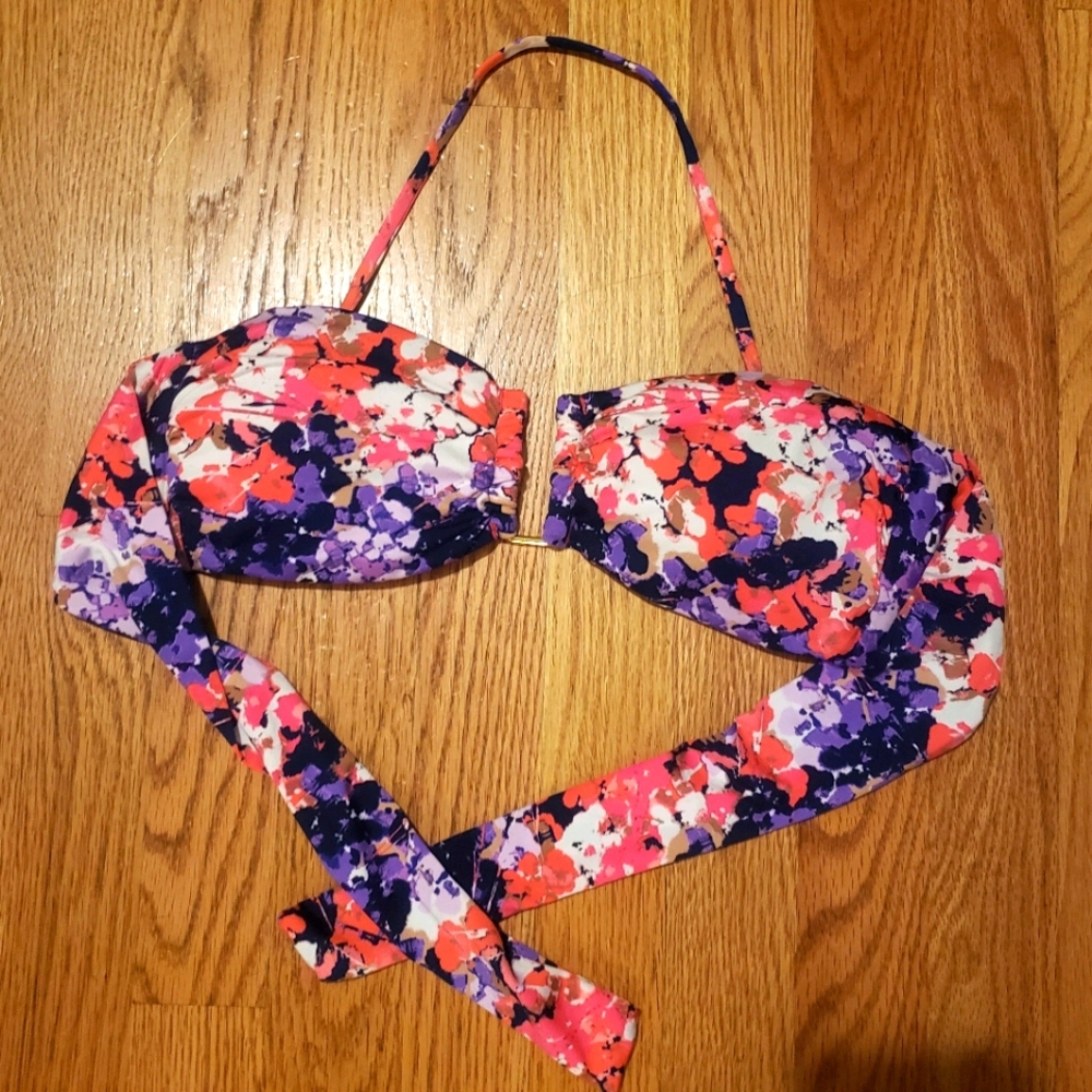 Bar III bikini bandeau top floral pattern XS